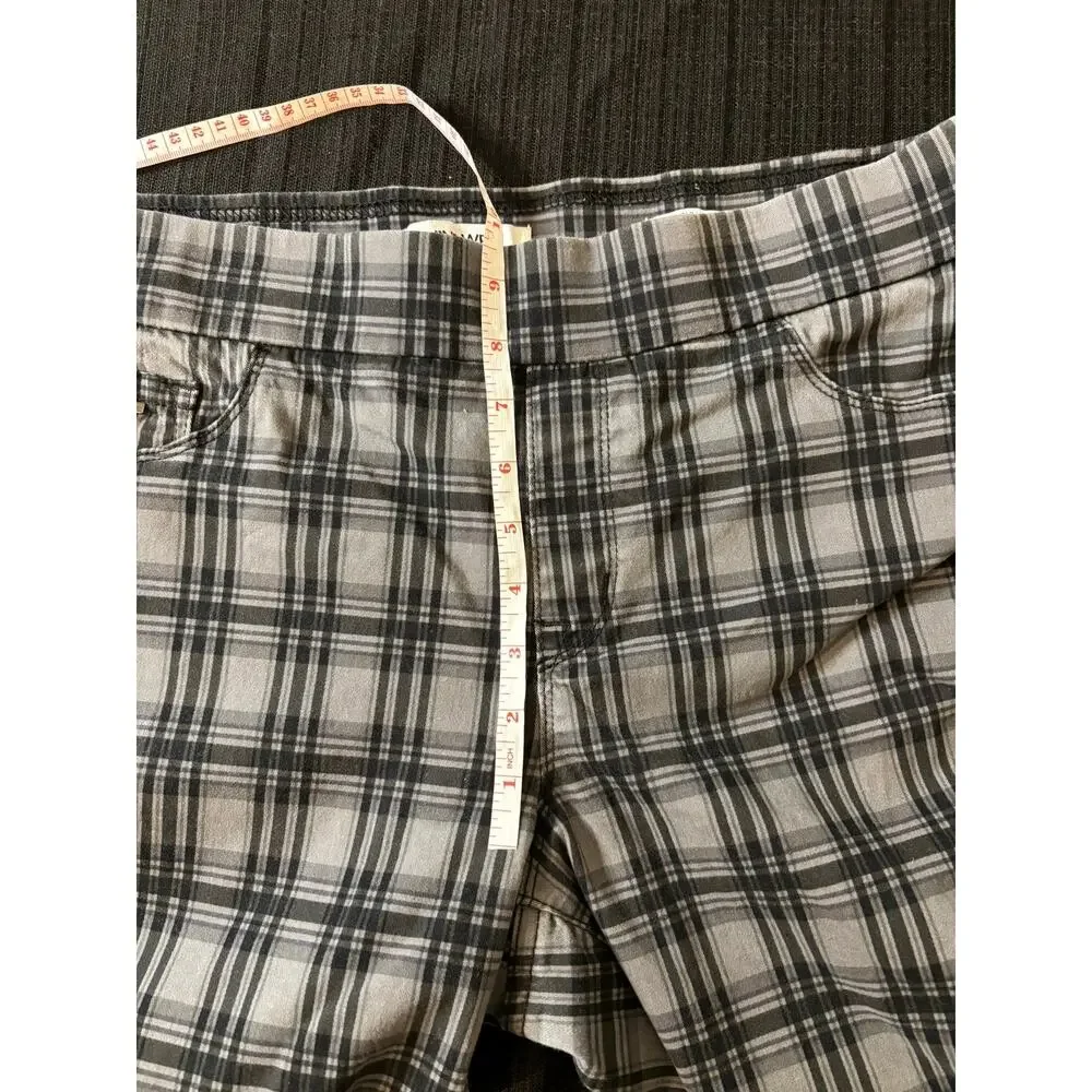 NINE WEST Wm Sz 12 Glasgow Plaid Heidi Pull-On Pants Charcoal Gray & Black - Picture 5 of 8